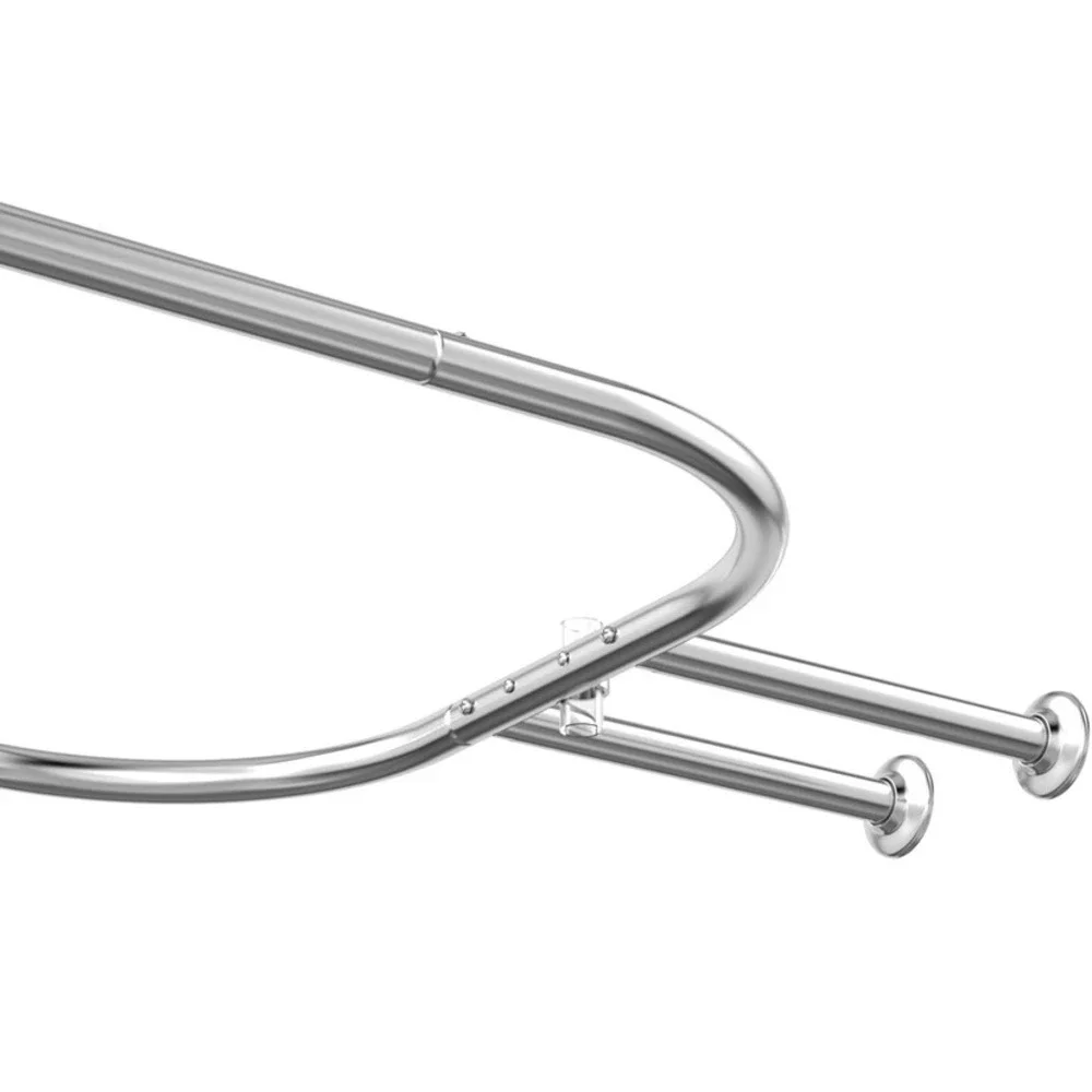 Oval Shower Curtain Rod U Shape Ceiling Mount Chrome‎ Finish Adjustable Height